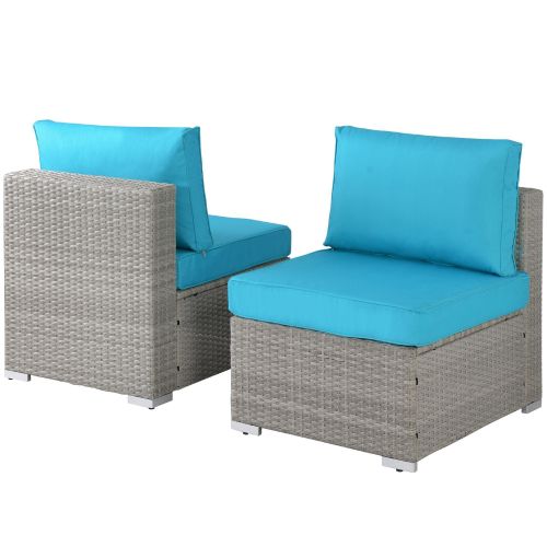 Outdoor Garden Patio Furniture 2-Piece PE Rattan Wicker Sectional Cushioned Sofa Chair with Cushions Outdoor Garden Patio Furniture 2-Piece PE Rattan Wicker Sectional Cushioned Sofa Chair with Cushions